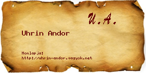Uhrin Andor névjegykártya
